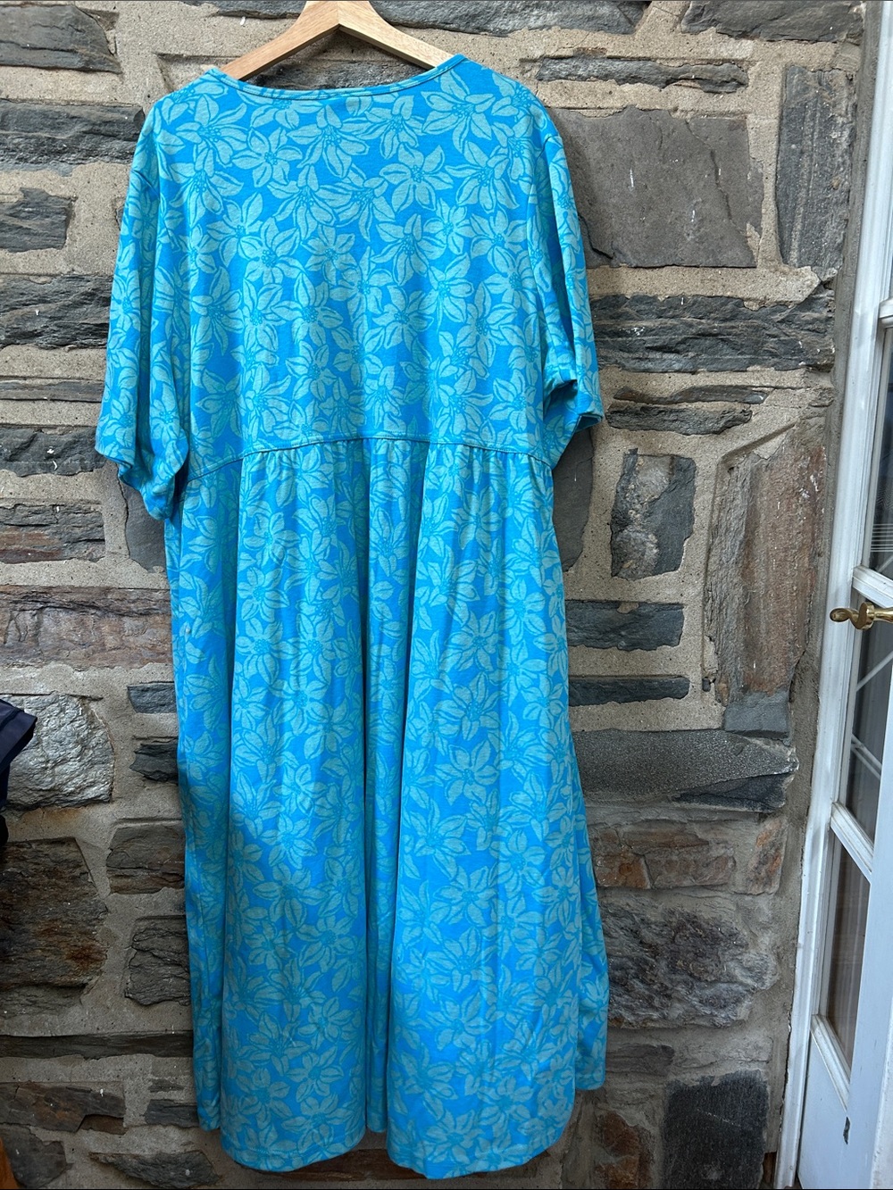 Woman Within Turquoise Floral Button-Front Maxi Dress, petite - Picture 6 of 6